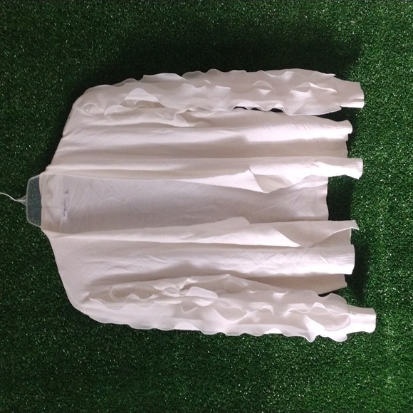 Anthropologie Sioni White Cardigan with Ruffled Sleeves - Picture 2 of 4